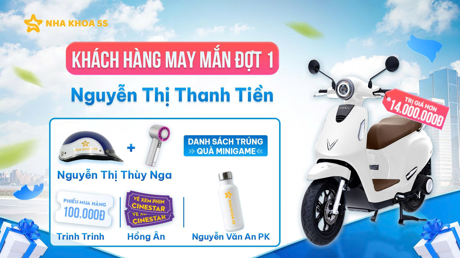 CHÚC MỪNG ĐỒNG NIỀNG THANH TIỀN TRÚNG XE MÁY ĐIỆN VINFAST ĐỢT 1 livestream trúng xe máy