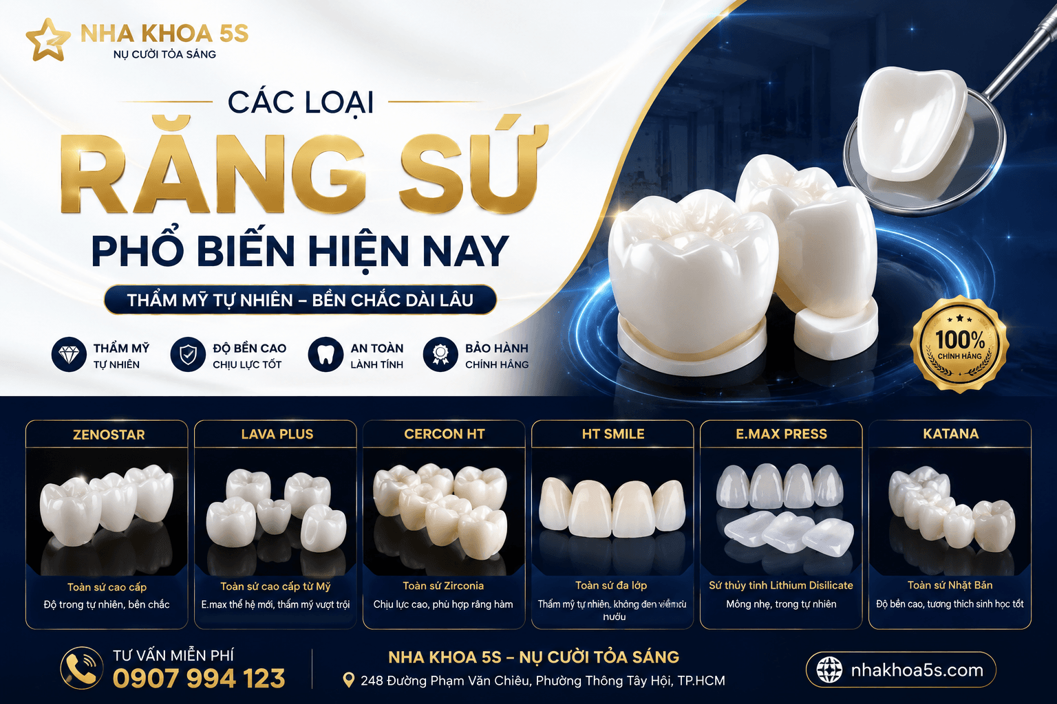 Các Loại Răng Sứ Phổ Biến Hiện Nay: Nên Chọn Loại Nào Tốt Nhất?