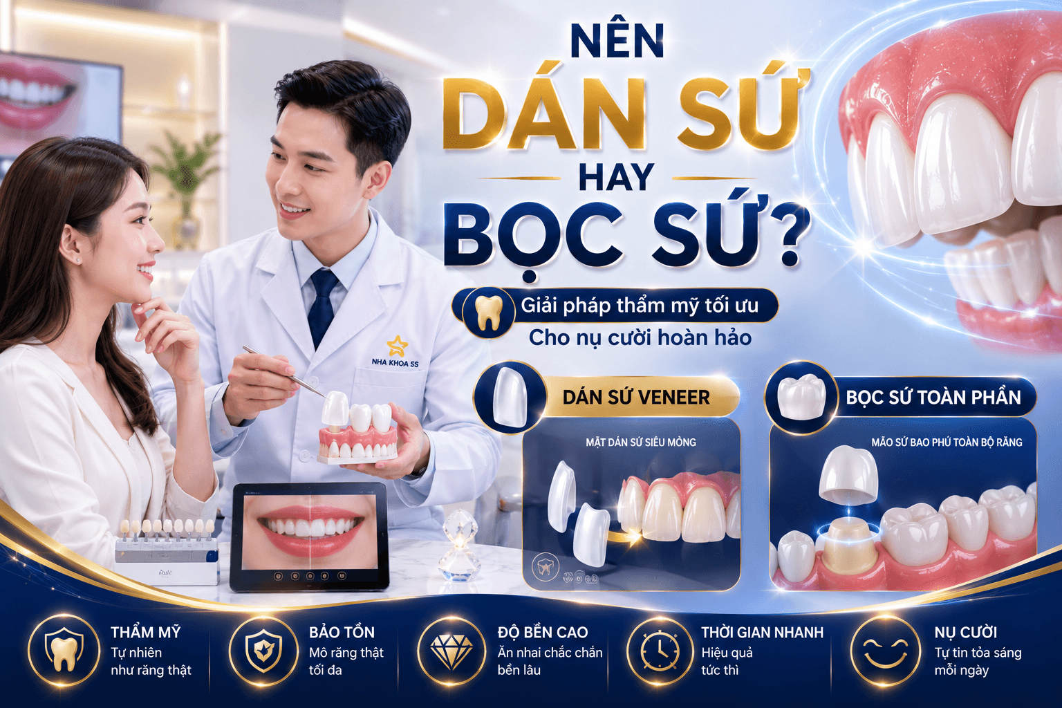 Dán Sứ Khác Bọc Sứ Thế Nào? So Sánh Chi Tiết Để Chọn Đúng Giải Pháp Cho Nụ Cười
