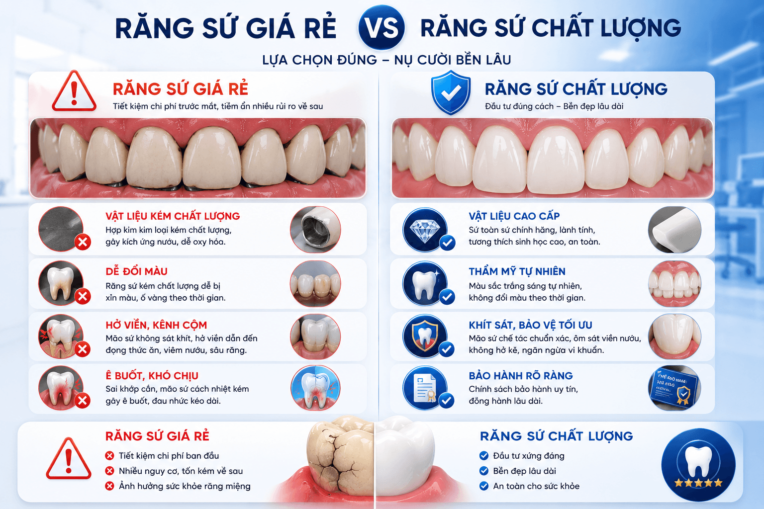 Răng Sứ Giá Rẻ Nguy Hiểm Thế Nào? 7 Rủi Ro Bạn Cần Biết Trước Khi Quyết Định