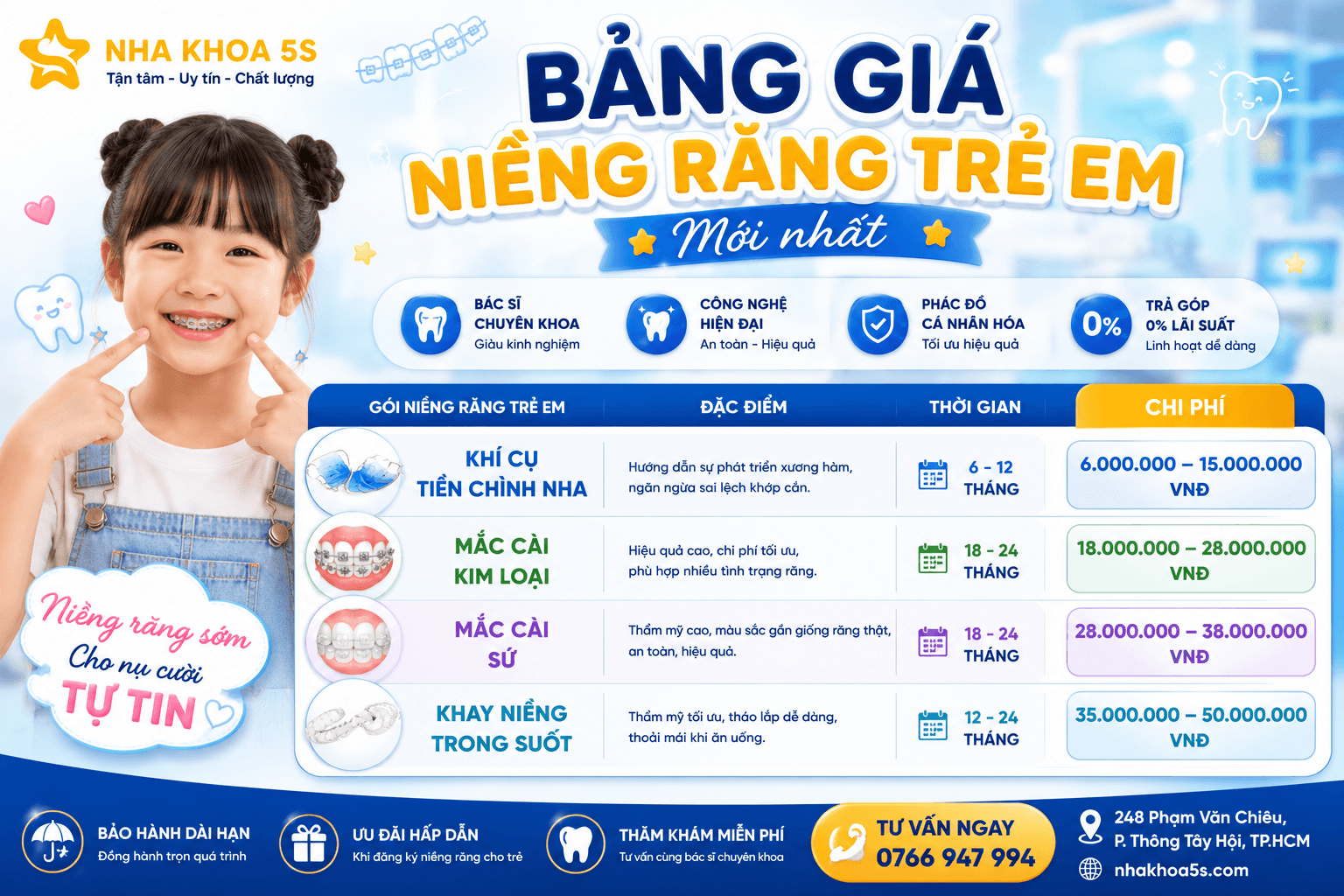 Bảng Giá Niềng Răng Trẻ Em Mới Nhất 2026 – Chi Phí Bao Nhiêu? Khi Nào Nên Can Thiệp Sớm?