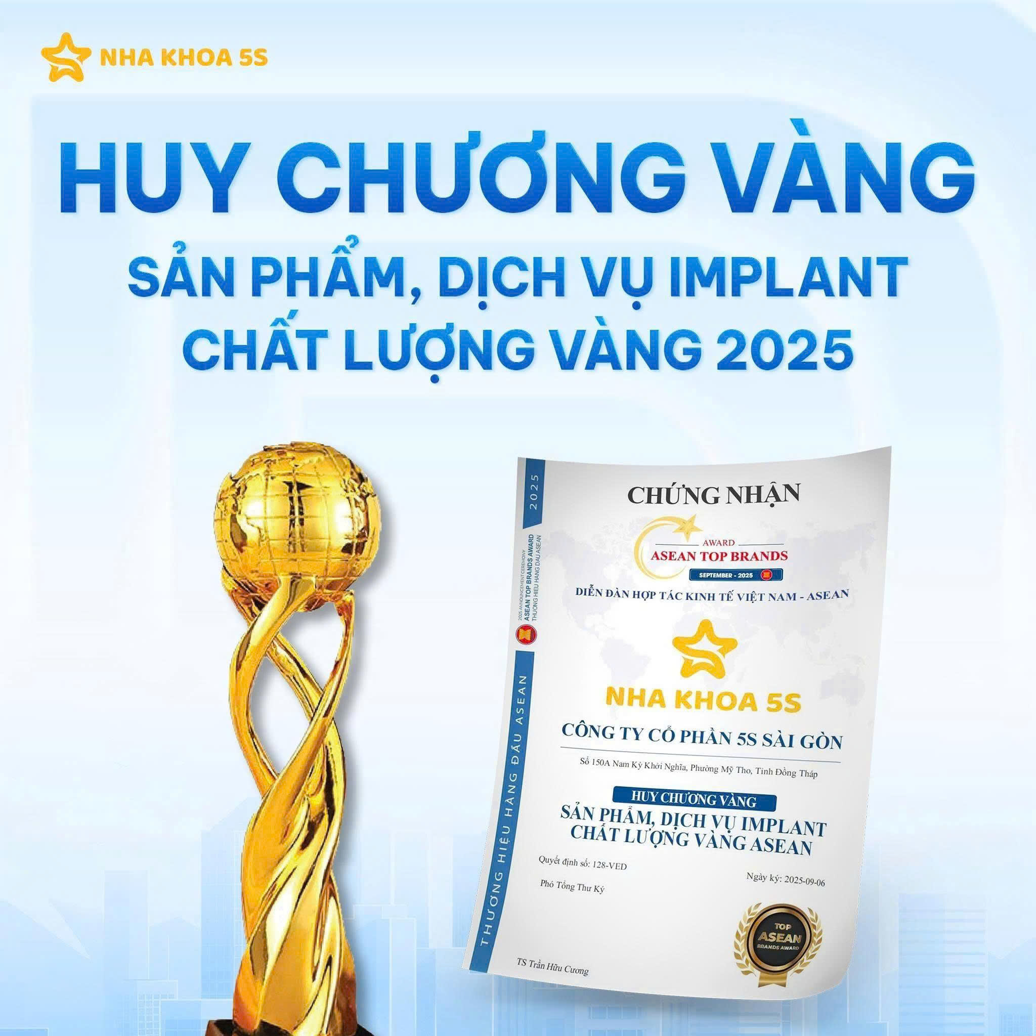 Nha Khoa 5S | Nha Khoa Gò Vấp, Hồ Chí Minh Huy Chương Vàng Sản Phẩm Dịch Vụ Implant Chất Lượng Vàng 2025