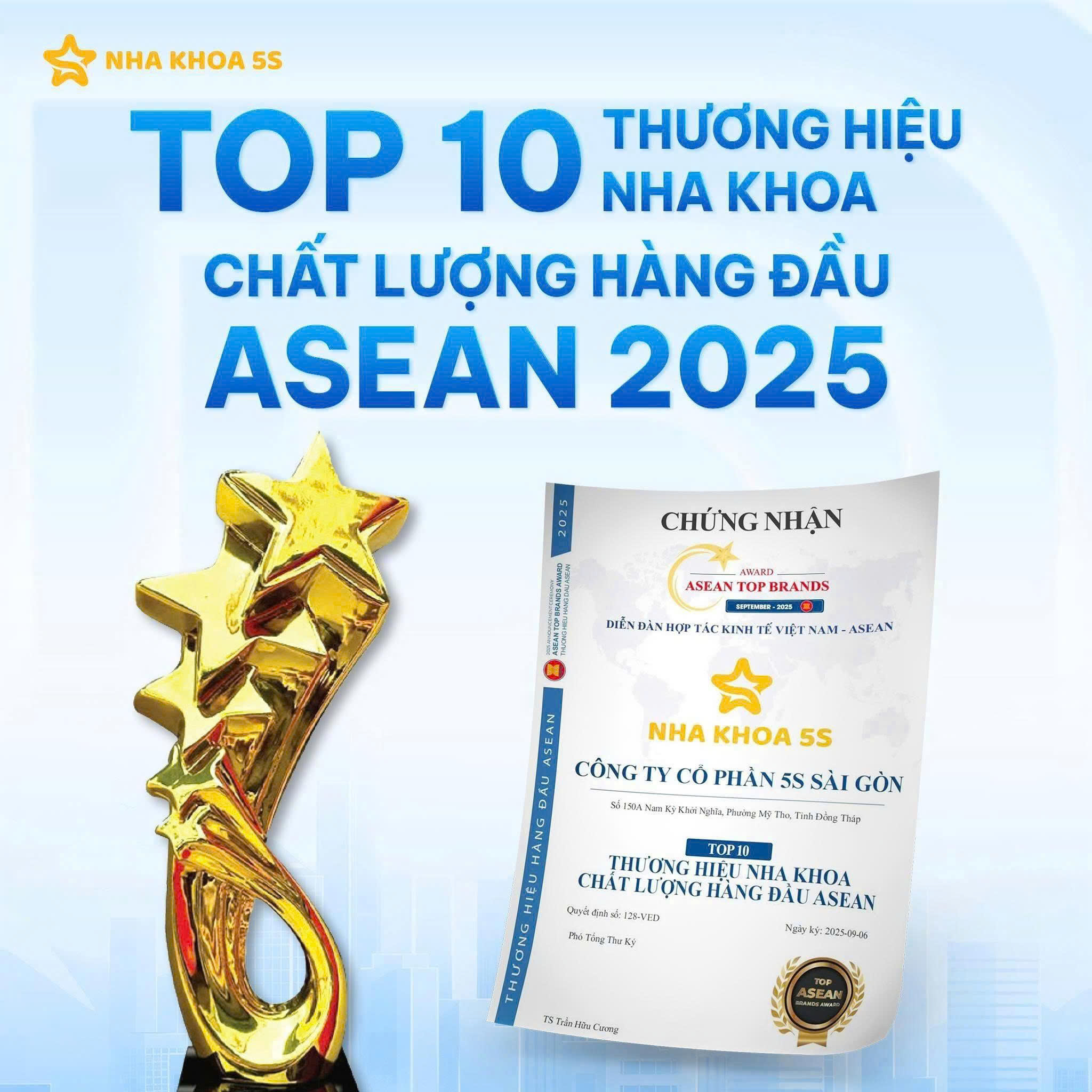 Nha Khoa 5S | Nha Khoa Gò Vấp, Hồ Chí Minh Top 10 Thương Hiệu Nha Khoa Chất Lượng Hàng Đầu Asean 2025